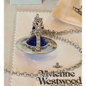 Vivienne Westwood Large 3D Blue Orb Pendant Necklace New with Box